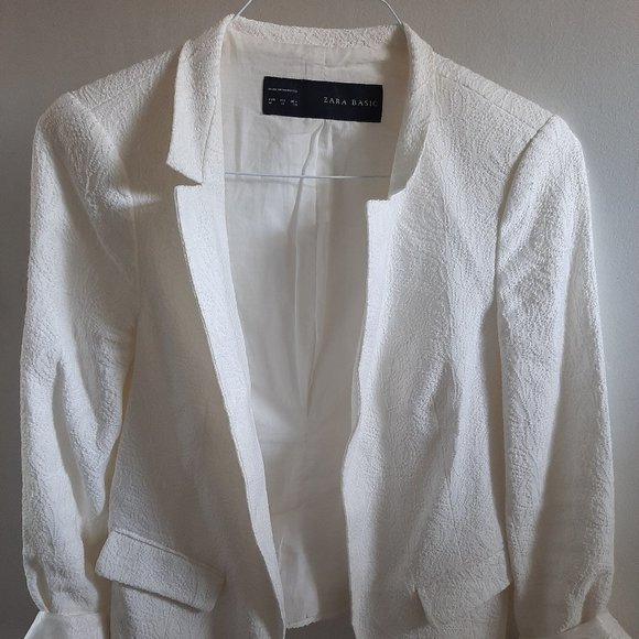 Zara Blazer Size M Cream Long Sleeve - Picture 1 of 7